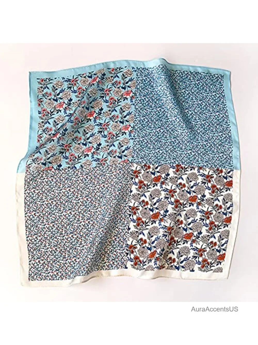 100% Mulberry Silk Women's Small Square Scarf - Fashion Neck Scarf
